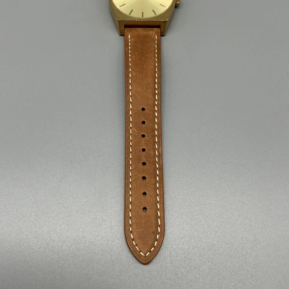 Adidas Process_L1 Mens Watch 38mm Gold Tone Dial Brown Leather New Battery